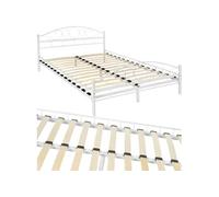 Lit design moderne avec sommier avec Cadre en Acier solide blanc/blanc