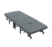 Lit d'invité simple pliant cadre métallique matelas intégré en mousse 90x200 cm