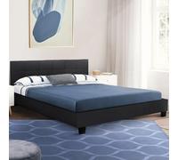 IDMarket – Lit double Charlotte – Tête de lit et sommier 140 x 190 cm PVC Noir