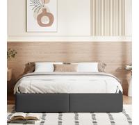 Lit double 140x200 cm gris, lit plateforme rembourré sans tête de lit, avec rangement hydraulique et 2 tiroirs, design moderne