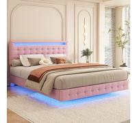 Lit double 140x200 cm Lit adulte LED - Rose