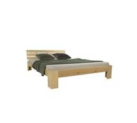 Lit double 140x200 marron matelas et sommier à lattes