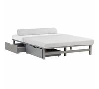 Lit double 140x200 matelas 2 tiroirs gris