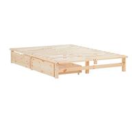 Lit double 140x200 matelas 2 tiroirs naturel