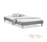 HomeStyle4U Lit rembourré 140x200 cm avec matelas et sommier à lattes – Gris
