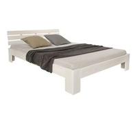 Lit en bois 140 x 200 cm, pin massif blanc - Lit futon avec matelas et sommier à lattes inclus