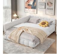 Lit double 140x200cm,lit adulte avec tête de lit rembourré et LED, canapé-lit avec dossier moelleux, lit capitonné plat avec