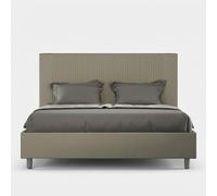 Lit double 160x200 avec rangement simili-cuir moderne Goya M1