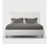 Lit double 160x200 avec rangement simili-cuir moderne Goya M1