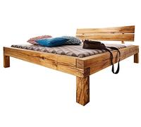 Lit Double 160x200cm - Bois Massif de chêne Sauvage huilé (Bois Naturel) - JANGALI #611