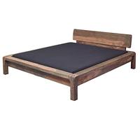 Lit Double 160x200cm - Bois Massif de Palissandre huilé (Gris Taupe) - Bueno #012