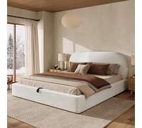 Lit double 180×200 cm en bou eige avec coffre hydraulique
