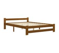 Lit Double | 2 Place 160x200 cm, Bois de Pin massif avec Sommier, Structure de Lit sans Matelas, Solide et Durable, Marron miel