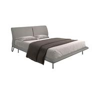 Lit double Angel Cerdá, design moderne tapissé en tissu gris foncé, modèle 7221