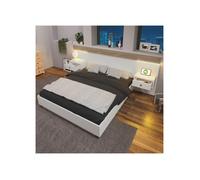 Lit double avec 2 tables de chevet LED et prise USB C 160x200cm incl. 2 tables de chevet Chambre complète-Set en chêne Sonoma/blanc