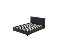 Habitat et Jardin – Lit double Carla – Simili noir avec coffre 140 x 190 cm, sommier inclus