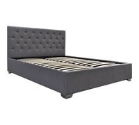 Habitat et Jardin - Lit Double Tino en Simili Gris avec Coffre Rangements 140 x 190 cm | Cadre de Lit 2 Places Design | Sommier à Lattes et Tête de Lit Inclus