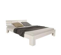 Lit en bois 120 x 200 cm, pin massif blanc - Lit futon avec matelas et sommier à lattes inclus