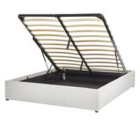 Lit Double avec Rangement en Tissu Minimaliste Moderne 140 x 200 cm Gris Clair D