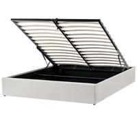 Lit Double avec Rangement en Tissu Minimaliste Moderne 160 x 200 cm Beige Clair