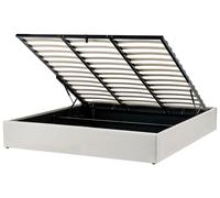 Lit Double avec Rangement en Tissu Minimaliste Moderne 180 x 200 cm Beige Clair