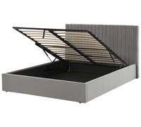 Lit Double avec Rangement en Velours Gris 160 x 200 cm MDF et Polyester pour Cha