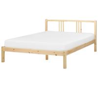 Lit Double avec Sommier à Lattes Style Moderne 140 x 200 cm en Bois de Pin Clair