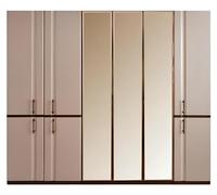 Lit double beige moderne 2x tables de chevet Armoire en bois Meubles