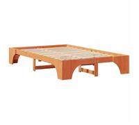 Lit Double Bois - KENNETH - Structure de lit - 2 Personnes - Marron cire 197x142x30 cm - Bois massif en pin LL7989
