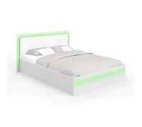 Lit double CHARLIE 140 x 190 cm avec sommier et LED intégrées blanc