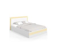 Lit double CHARLIE 140 x 190 cm avec sommier et LED intégrées blanc