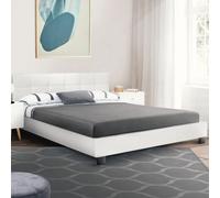 Lit double charlotte avec tête de lit et sommier 160 x 200 cm pvc blanc