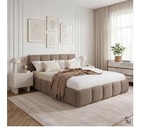 Lit Double CLOUDY Lit Rembourré 180 x 200 cm Grège Design Bubble avec Sommier à Lattes Inclus Style Contemporain