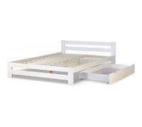 Homestyle4U Lit double - Blanc 140x200 cm