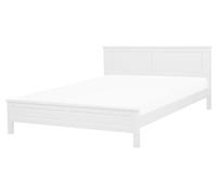 Lit Double en Bois Blanc 160 x 200 cm de Style Traditionnel et Rustique pour Chambre Moderne ou Scandinave Beliani