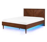 Lit double en bois foncé avec LED 140 x 200 cm MIALET