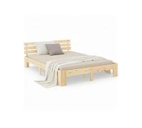 Homestyle4u Lit 1837 double futon 140x200 bois naturel beige