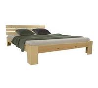Homestyle4u Lit double 120x200 cm en pin naturel avec sommier Beige