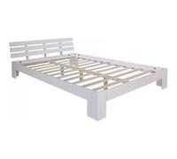Lit double en bois massif 160x200cm blanc pin lit futon a lattes cadre de lit Blanc G