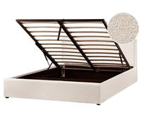 Lit Double en Bouclé 160 x 200 cm avec Rangement Rembourré Beige Montlaur