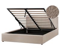 Lit Double en Bouclé 160 x 200 cm avec Rangement Rembourré Taupe Montlaur