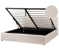 Lit Double en Bouclé 180 x 200 cm avec Rangement Rembourré Beige Montlaur