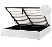 Lit Double en Bouclé 180 x 200 cm avec Rangement Rembourré Blanc Montlaur