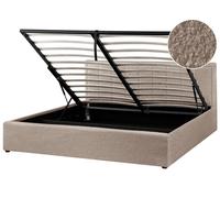 Lit Double en Bouclé 180 x 200 cm avec Rangement Rembourré Taupe Montlaur