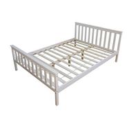 Lit double en pin massif 140x200 blanc avec sommier