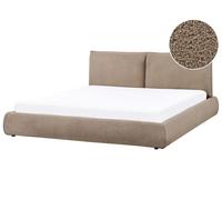 Beliani Lit Double en Tissu 180 x 200 cm Rembourré avec Sommier à Lattes Marron Vinay