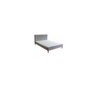 Lit double en tissu gris rembourre 140 x 200 cm