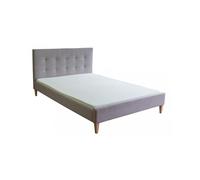 Lit double en tissu gris rembourre 160 x 200 cm