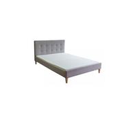 Lit double en tissu gris rembourre 160 x 200 cm