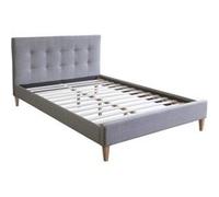 Lit double en tissu rembourre 120x200 avec sommier a lattes Marron G